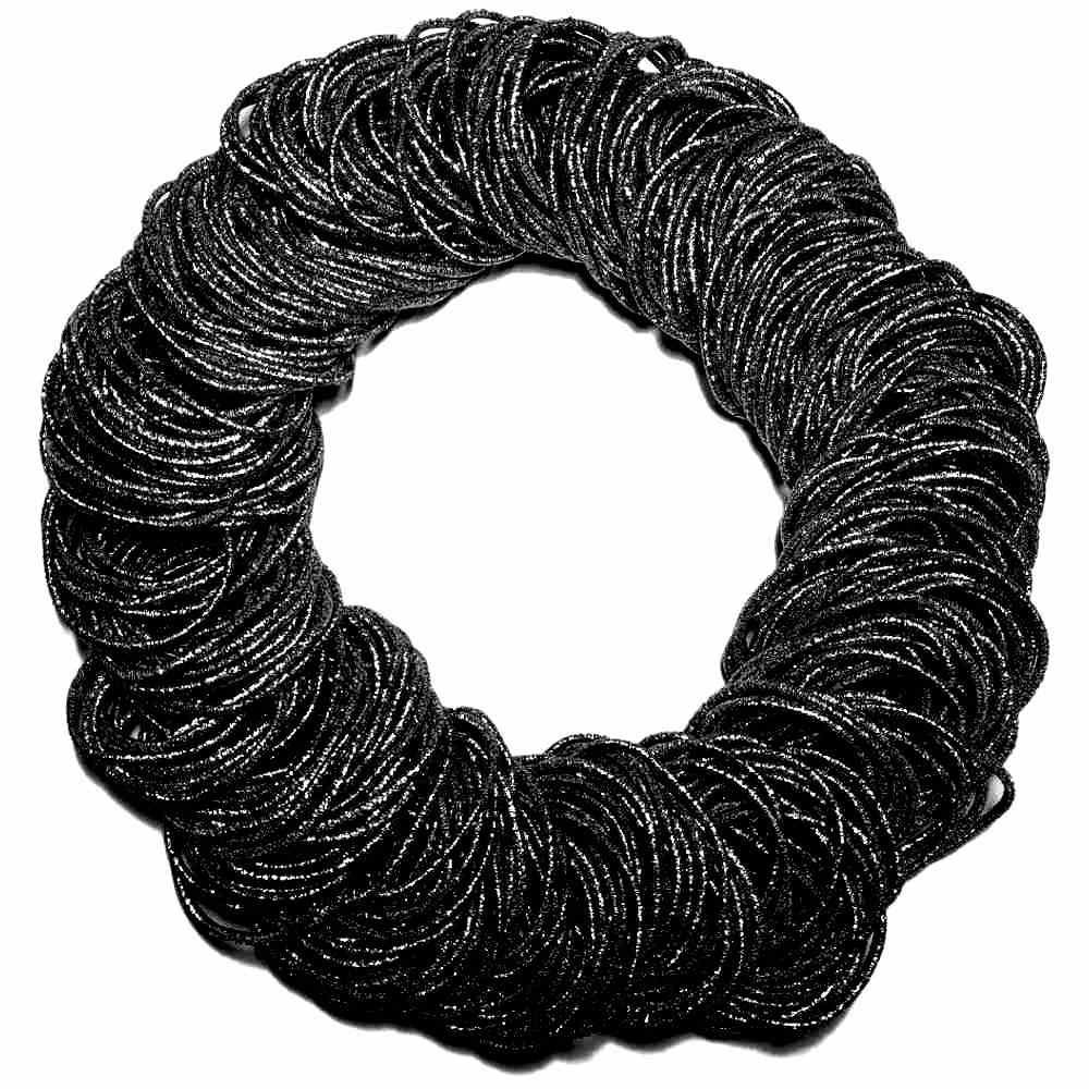 standard 2mm ponytail elastics, metallic black hair elastics