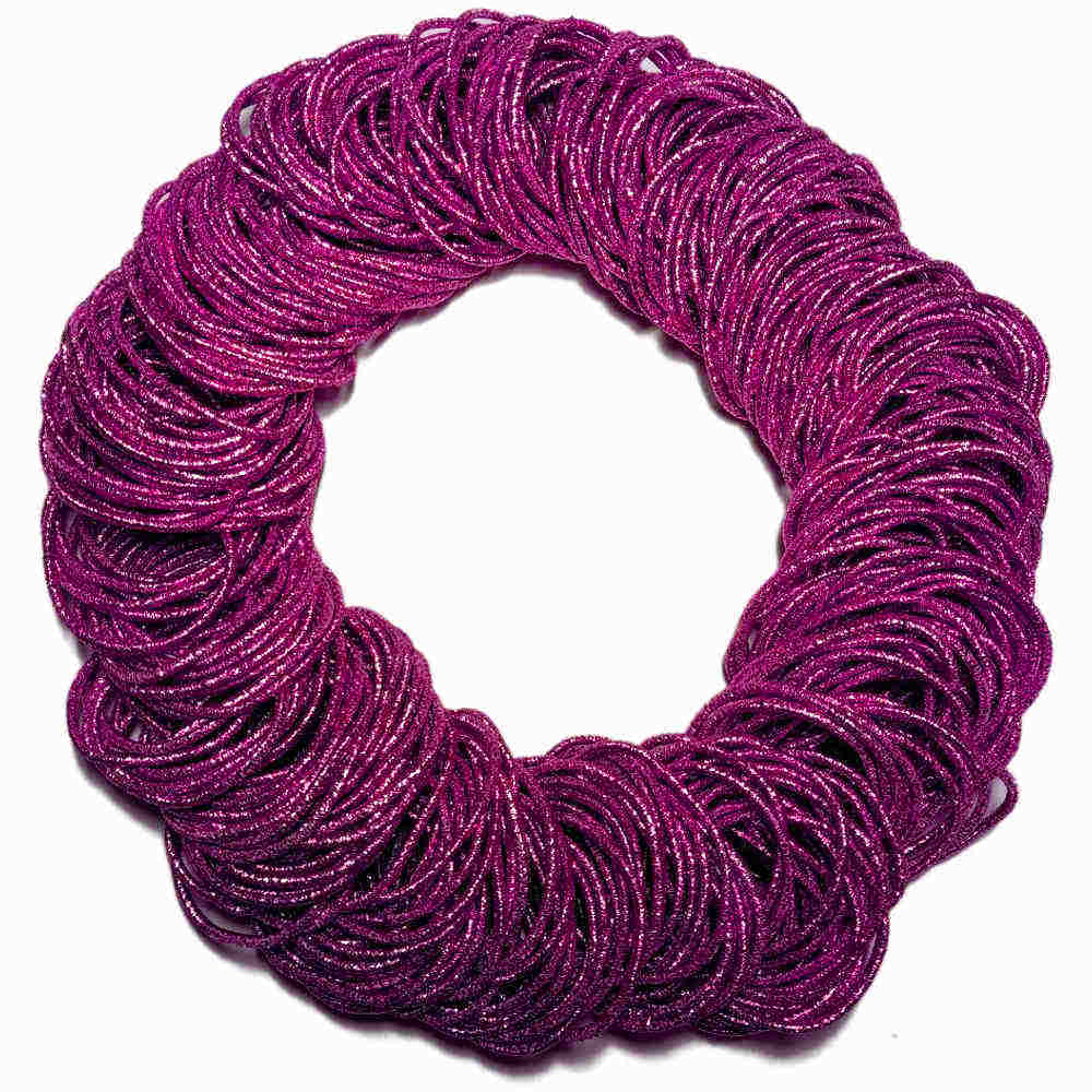 standard 2mm ponytail elastics, metallic pink hair elastics