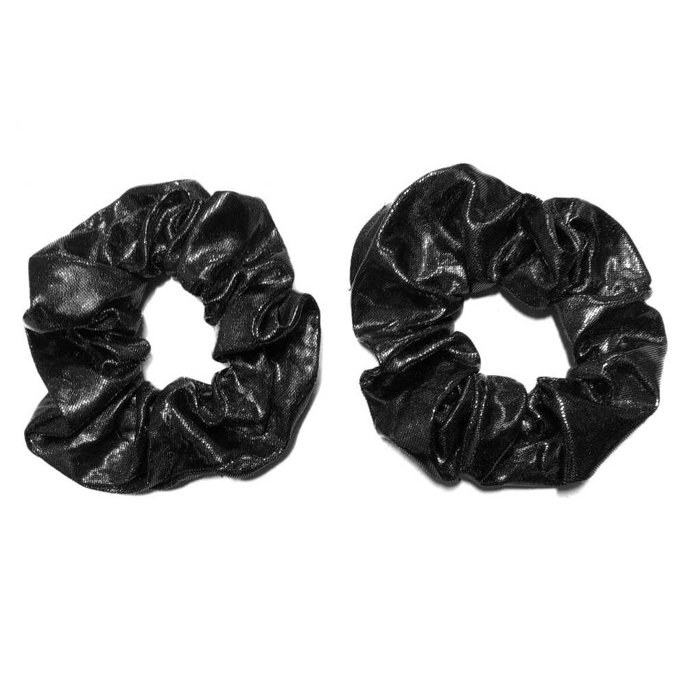 metallic scrunchies, black