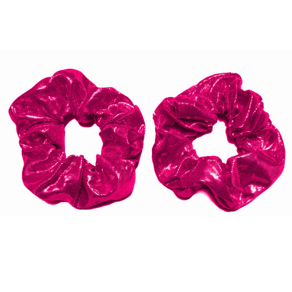 metallic scrunchies, hot pink