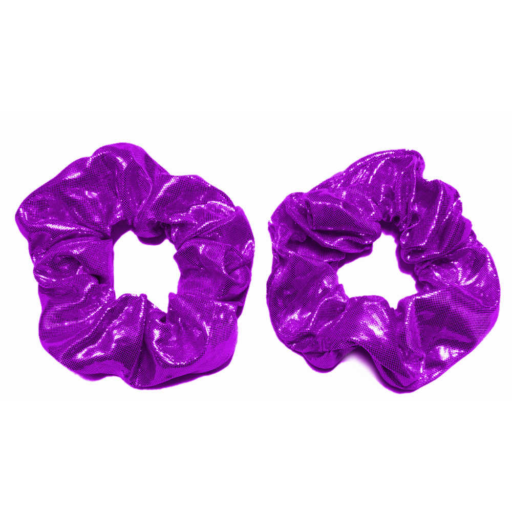 metallic scrunchies, purple