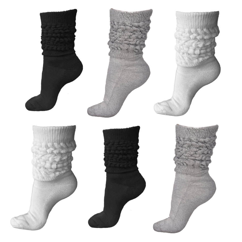 midweight slouch socks, black white and grey assorted