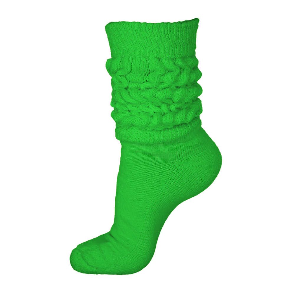 midweight slouch socks, grass green
