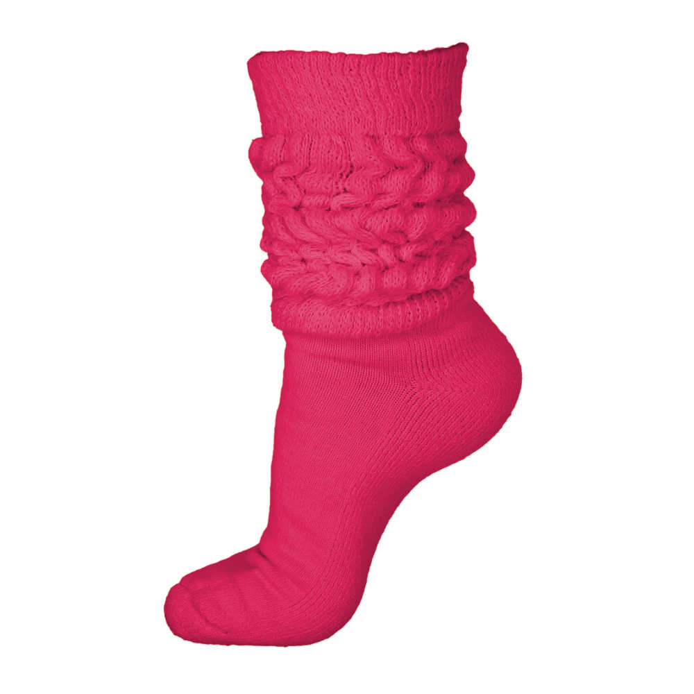 midweight slouch socks, hot pink