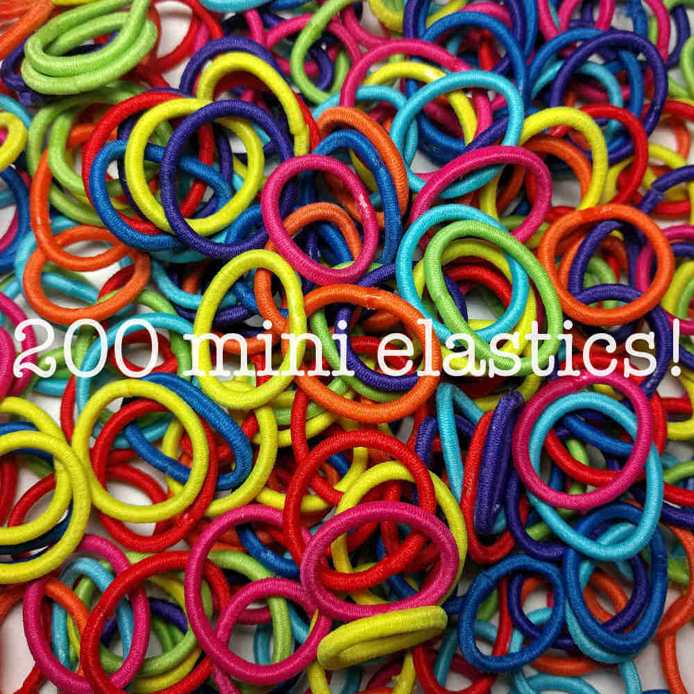 Threddies mini ponytail elastics in rainbow assortment, 200 pack