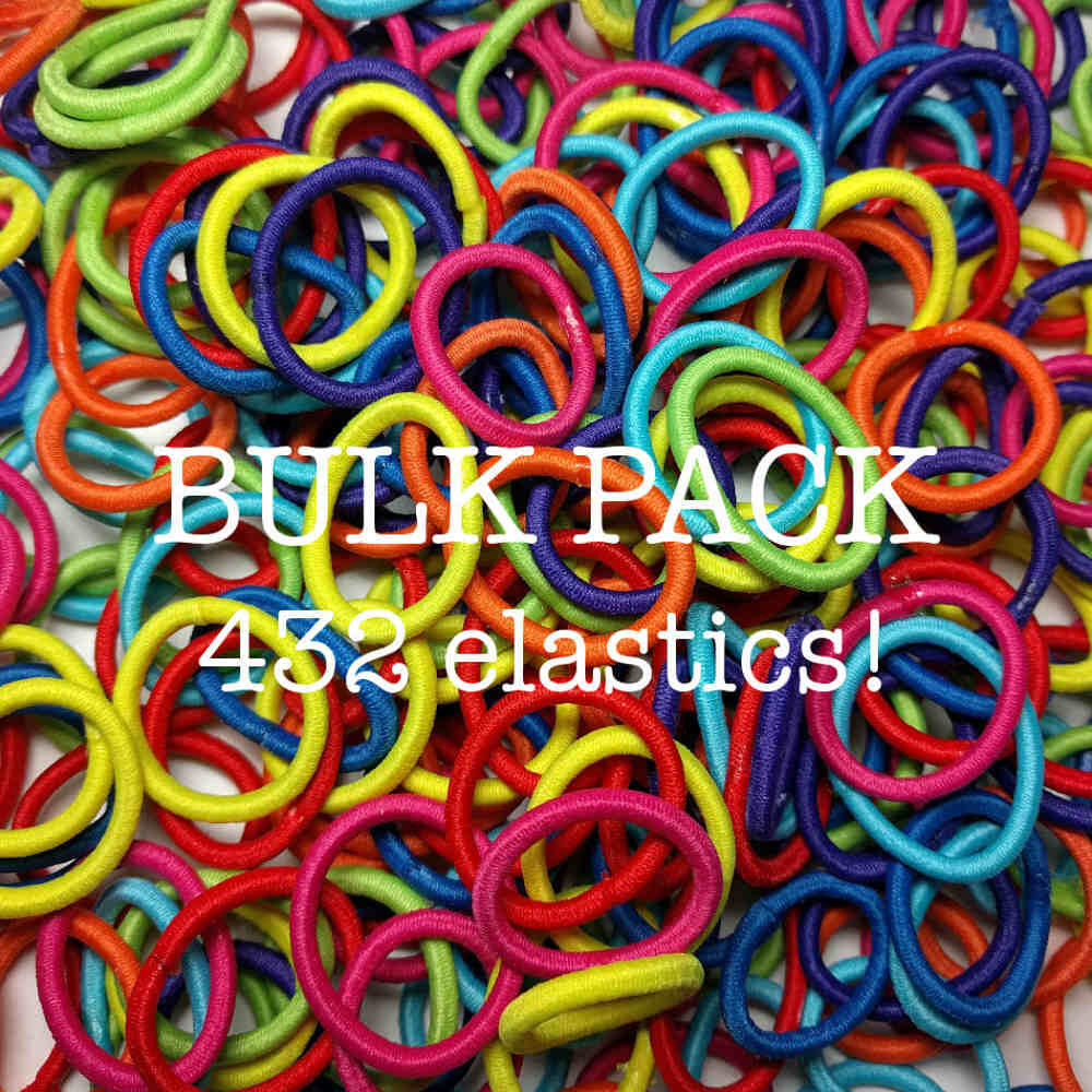 Threddies mini ponytail elastics in rainbow assortment, wholesale 432 pack