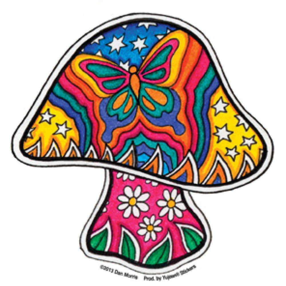 Mushroom with butterfly sticker