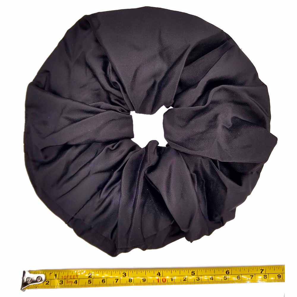 oversized satin scrunchies, black