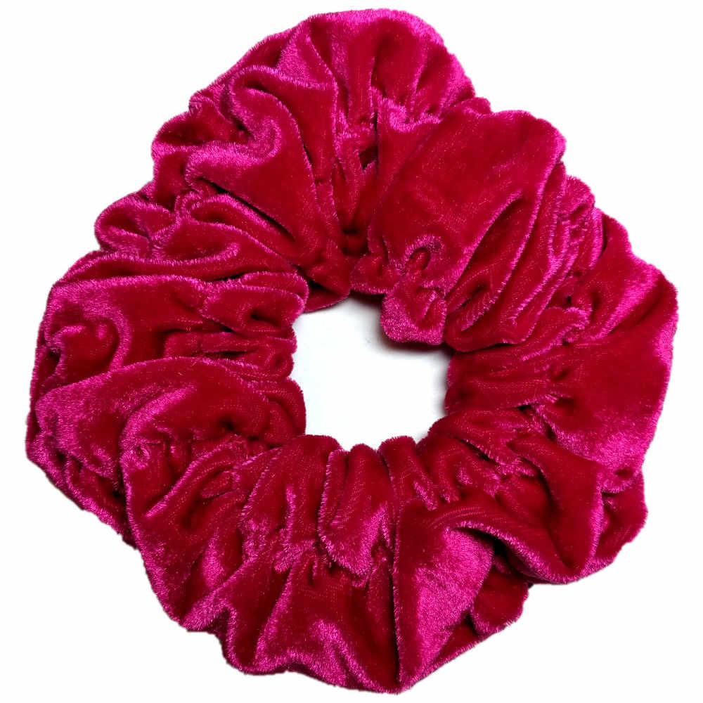 oversized velvet scrunchies, hot pink
