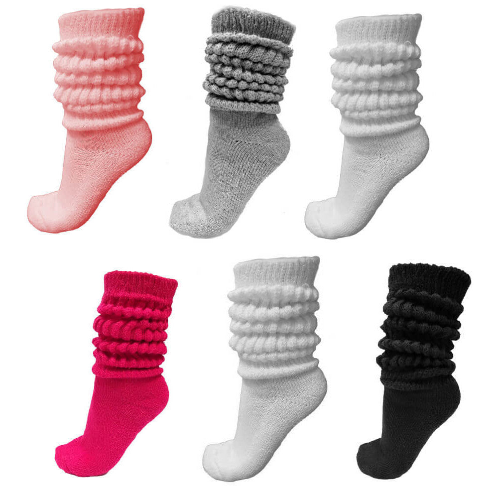 slouch socks, black white grey pink assorted