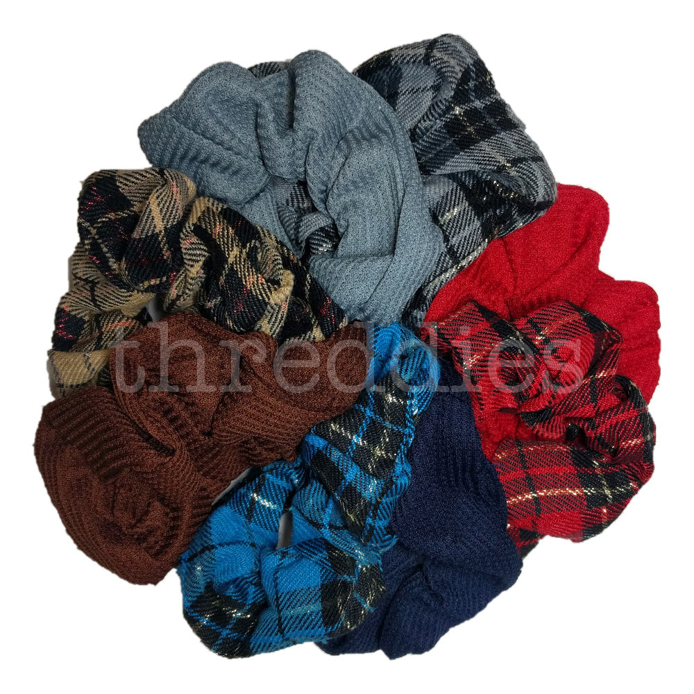 Plaid and Thermal Scrunchies SET of 8