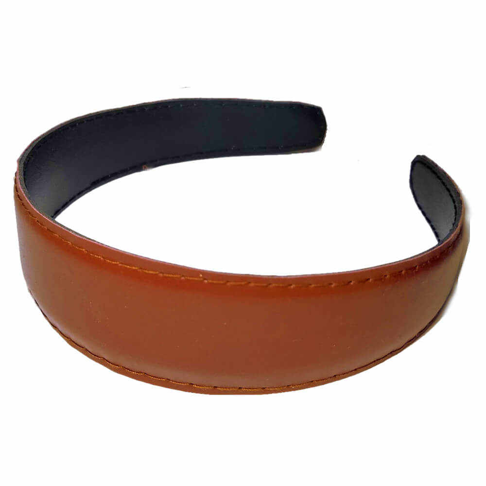 faux leather headband, tan