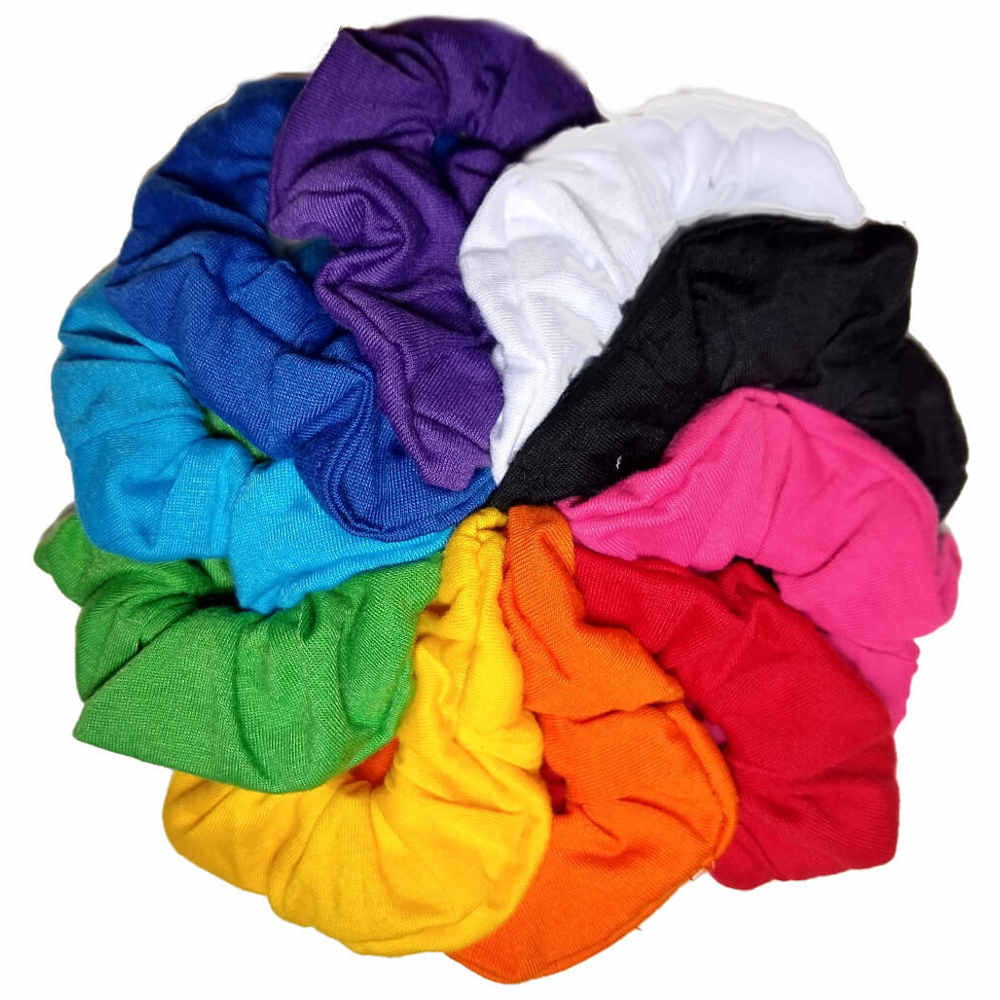 rainbow assorted cotton scrunchies