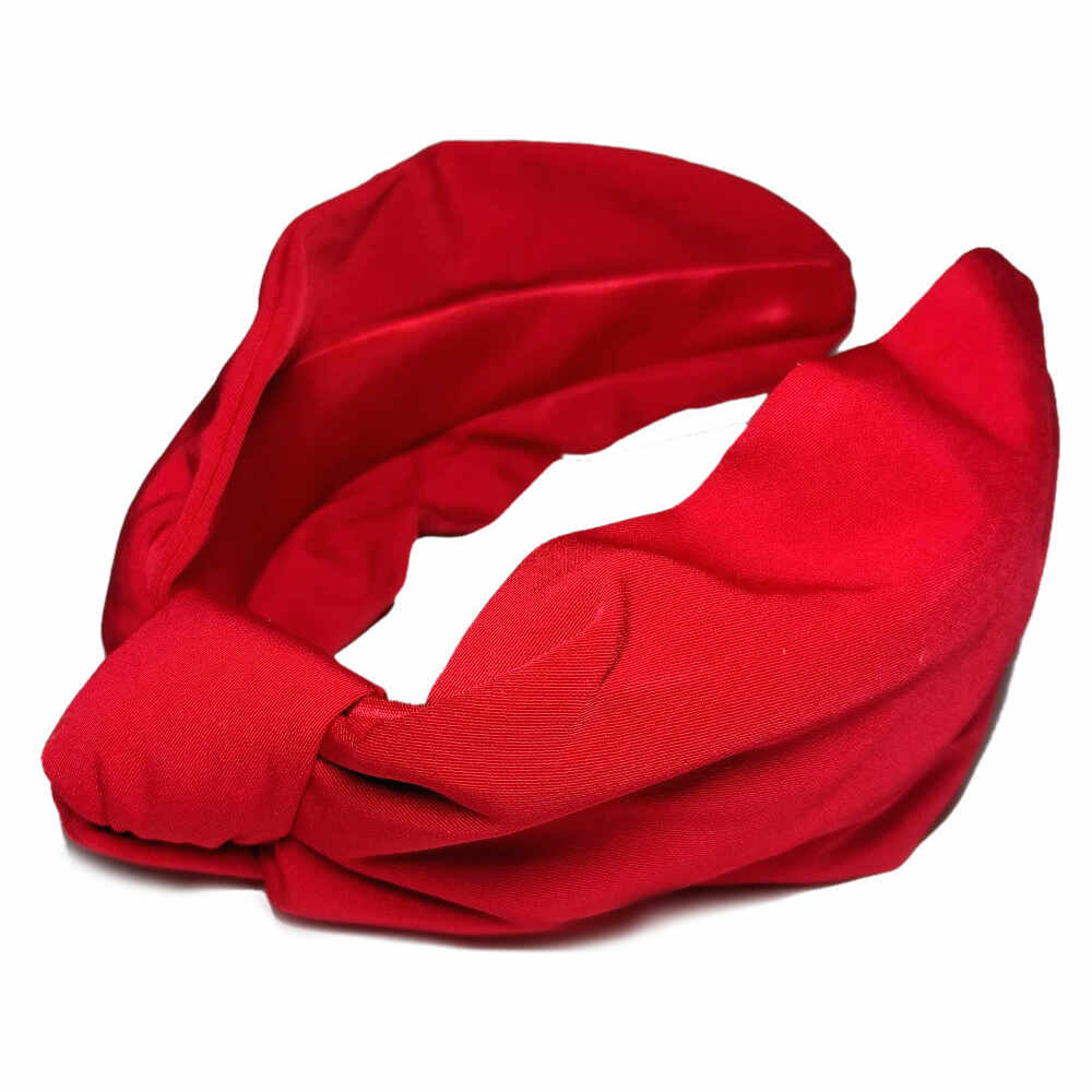 red matte satin twill turban headband