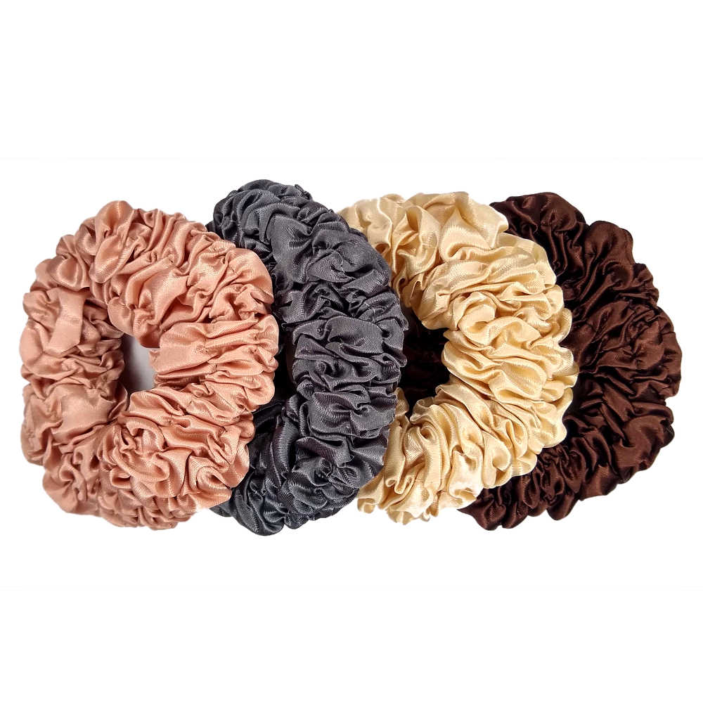 Ruched satin scrunchies