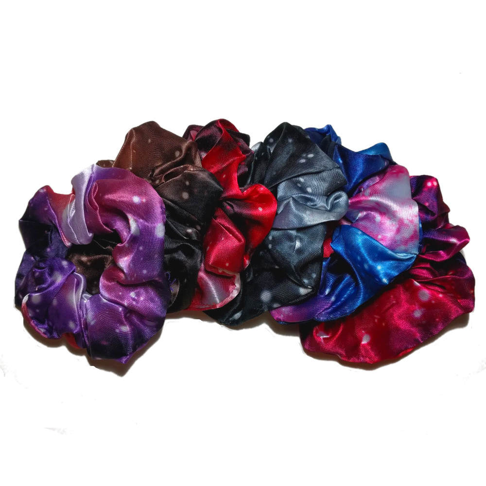 Satin Space Scrunchies Set of 6