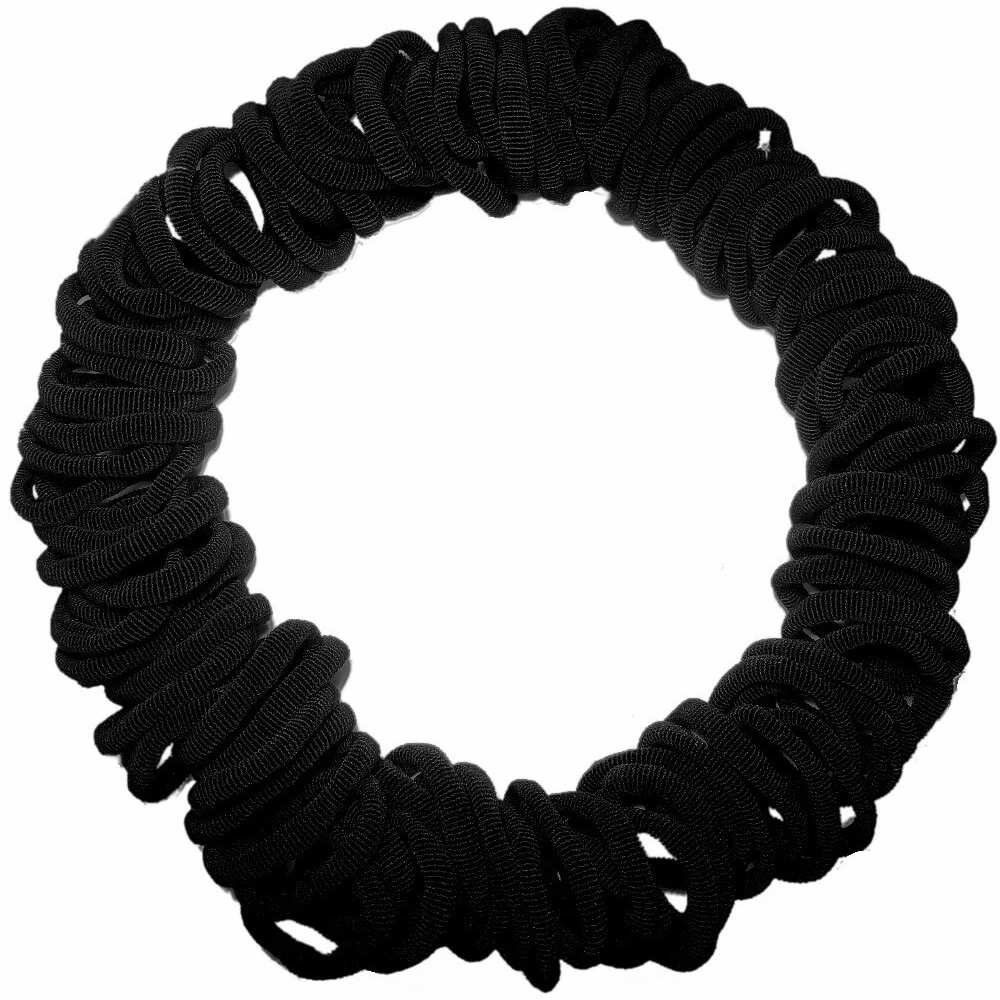 seamless knit hair elastics, black