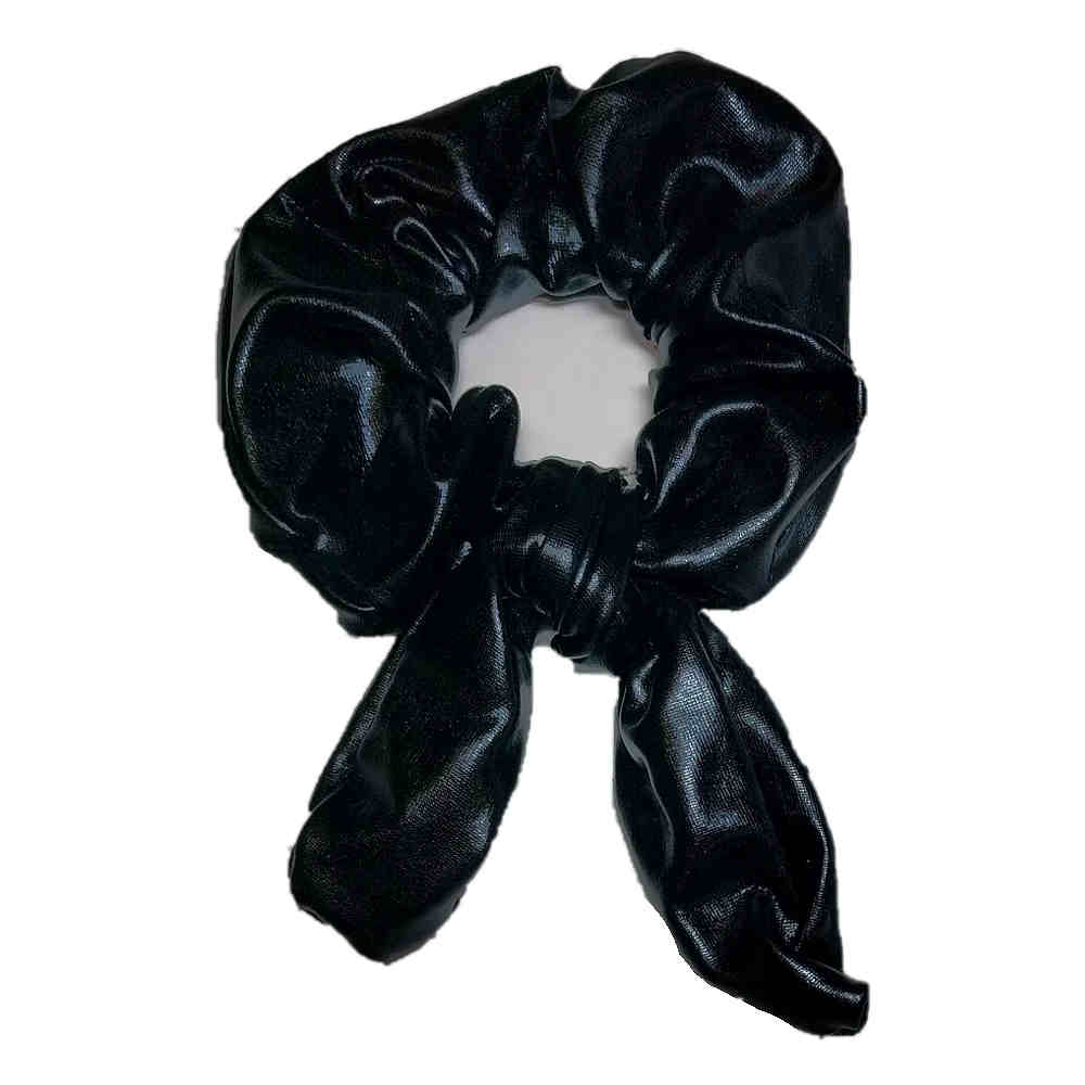 black metallic scrunchies with tails