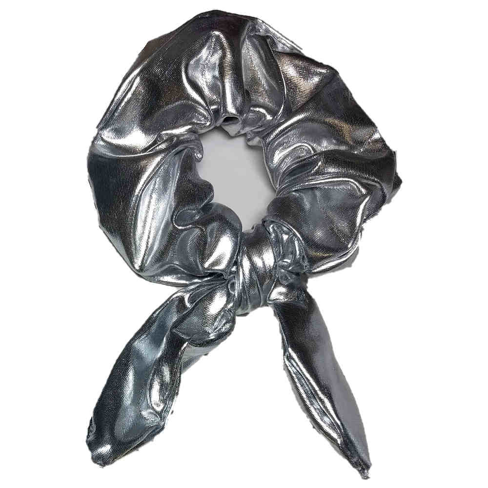 silver metallic scrunchies with tails