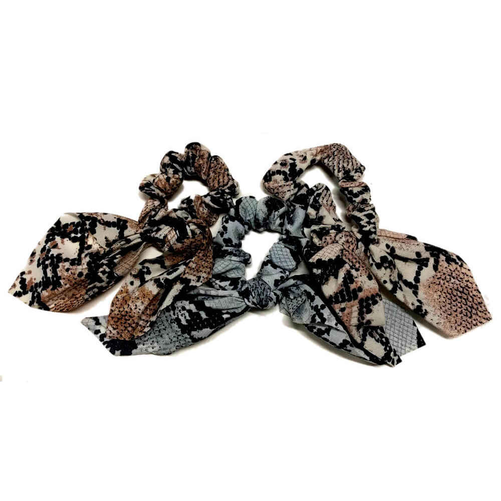 Snakeskin scrunchies with tails