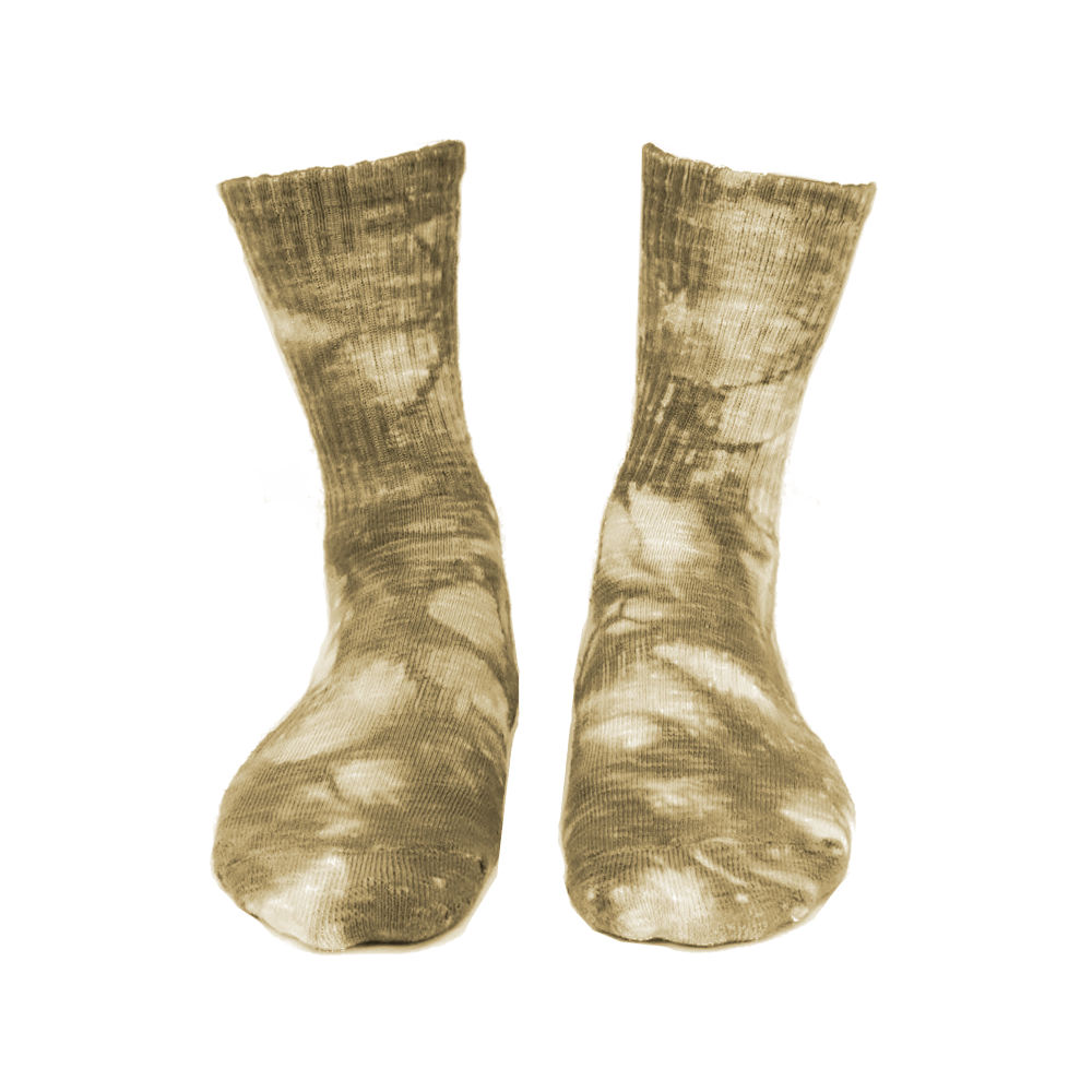 textured tie dye crew socks, brown