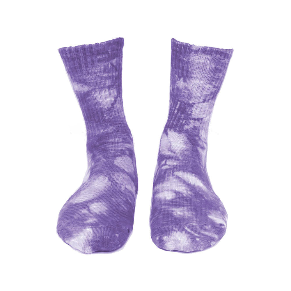 textured tie dye crew socks, purple