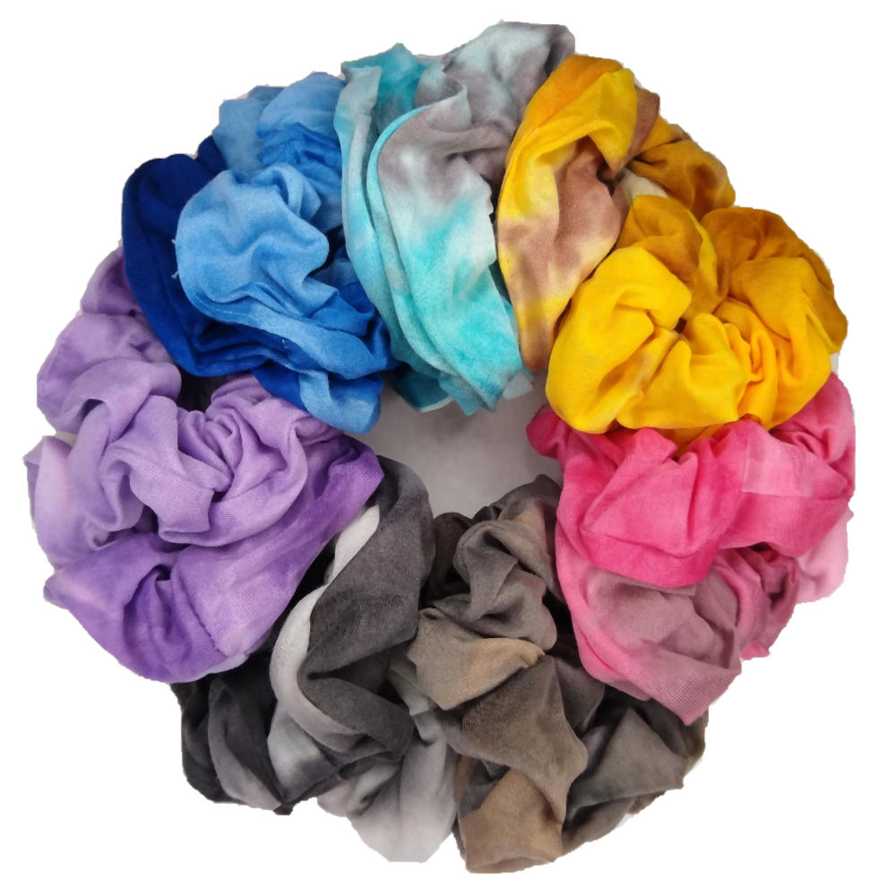 tie dye scrunchies, watercolor assortment