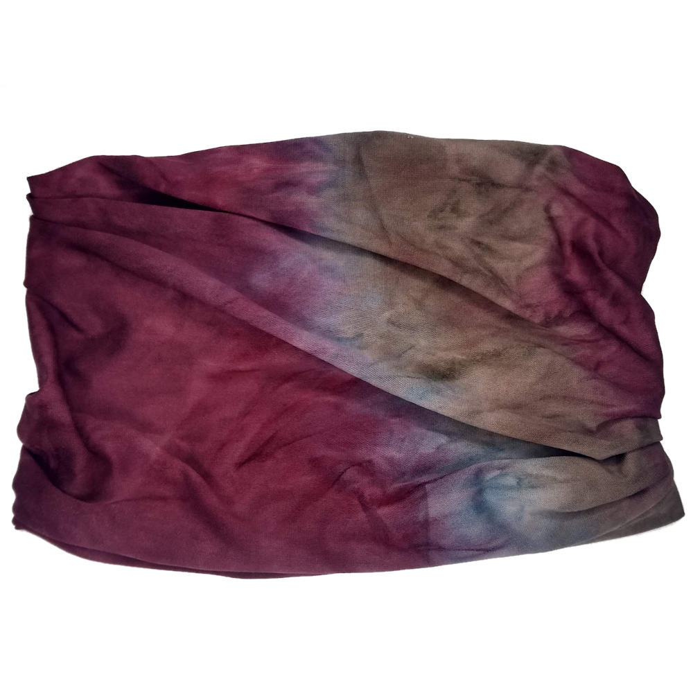 tie dye tube headband, purple and grey
