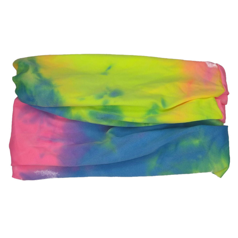 tie dye tube headband, neon rainbow