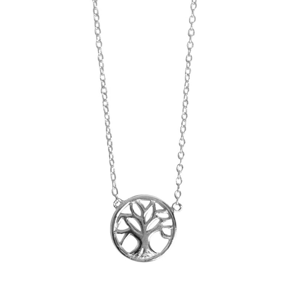 Tiny Minimal Sterling Silver Charm Necklace - tree of life
