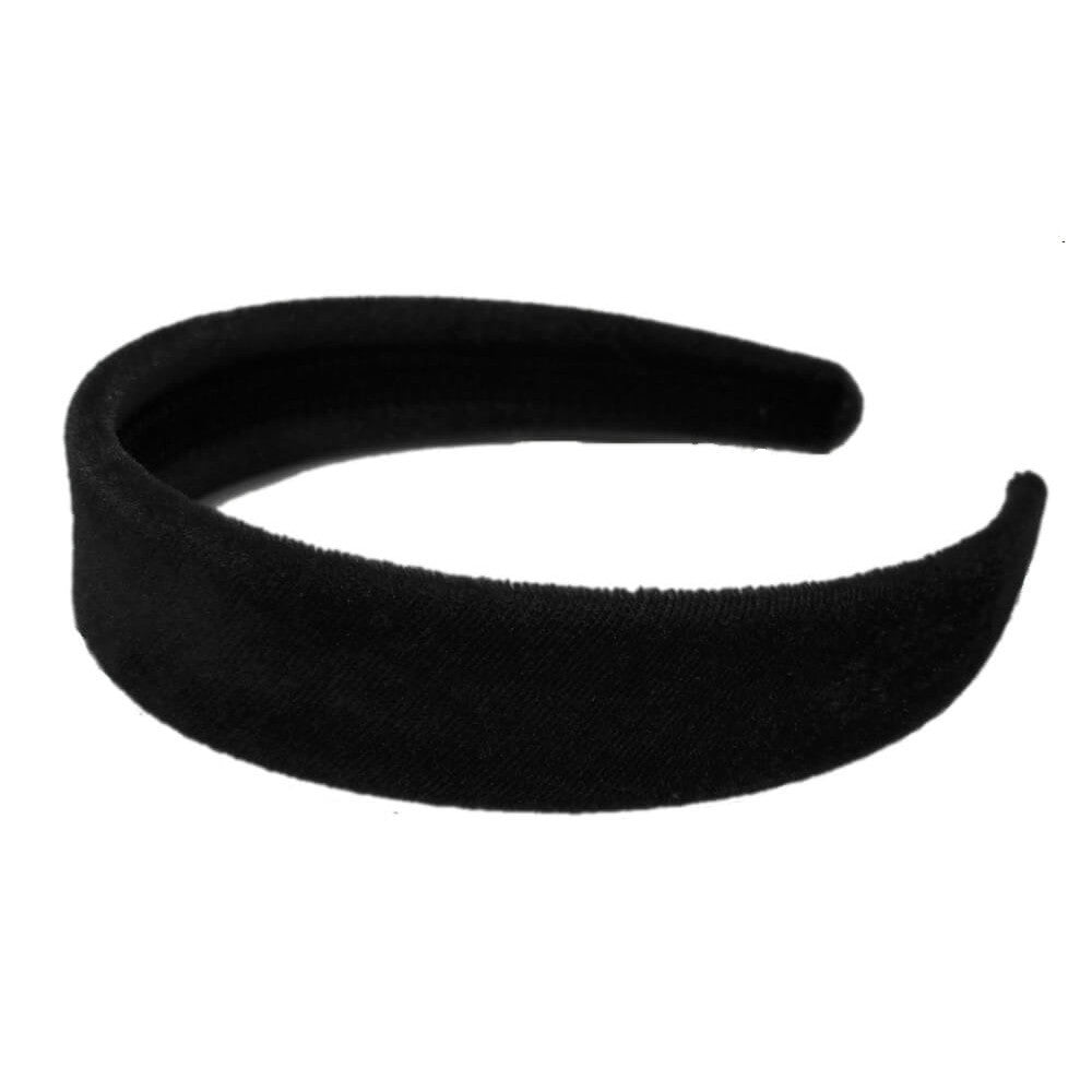 1 inch wide velvet headbands, black