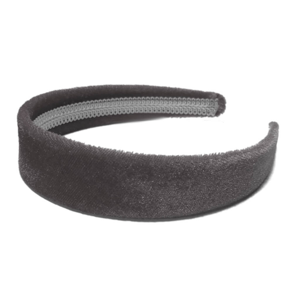 1 inch wide velvet headbands, grey