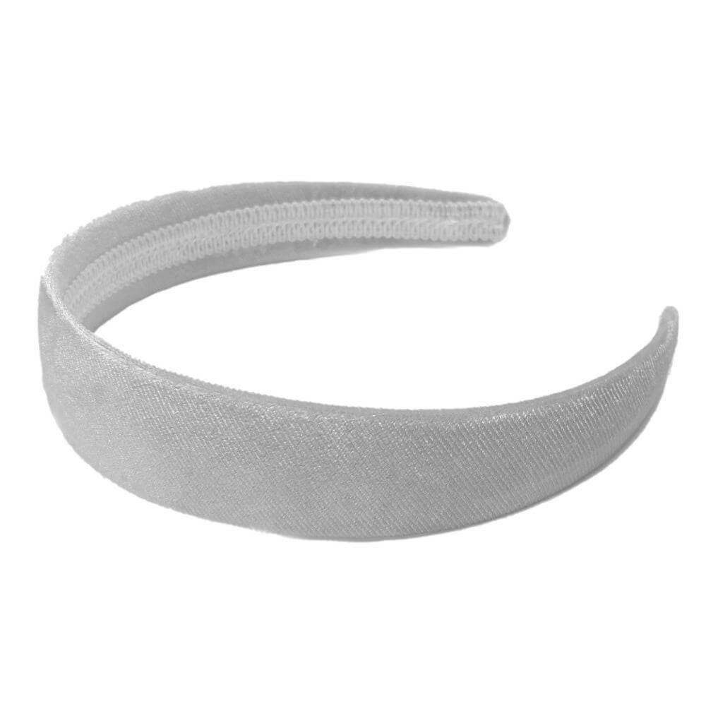 1 inch wide velvet headbands, white