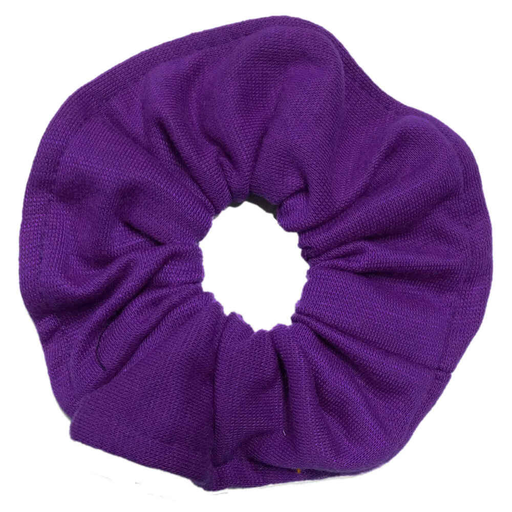 topstitched scrunchies, purple