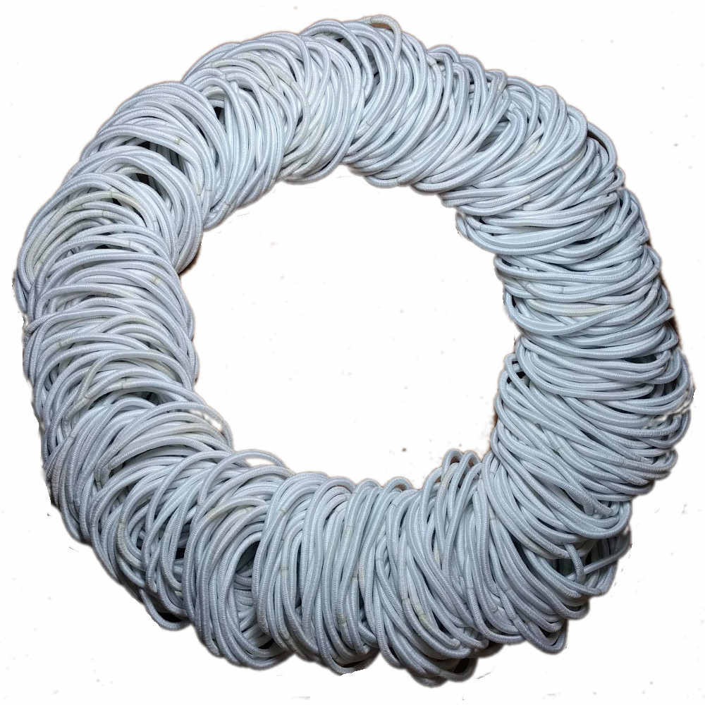 standard 2mm ponytail elastics, white hair elastics