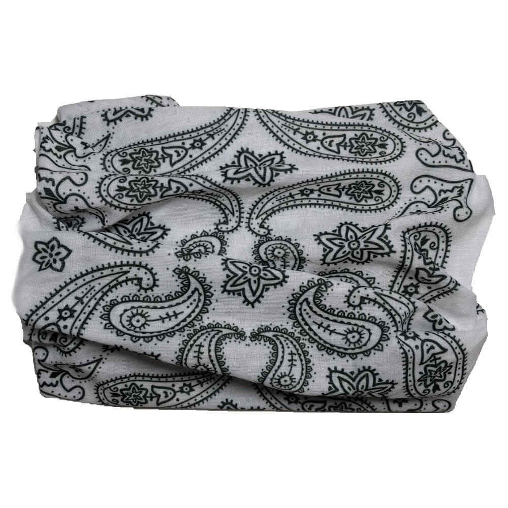 white paisley bandana print tube headbands