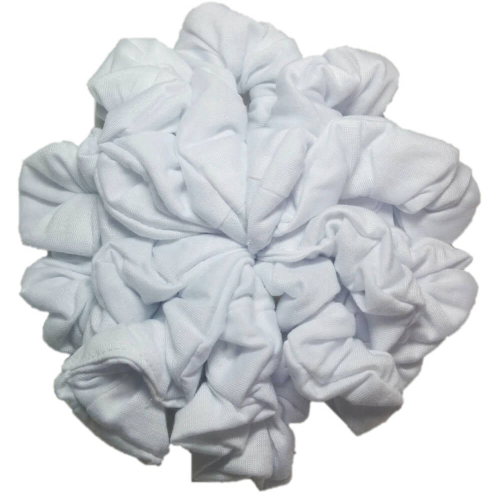 white cotton scrunchies