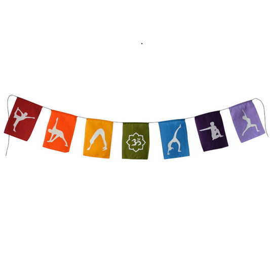 Yoga Asana and Om Prayer Flags
