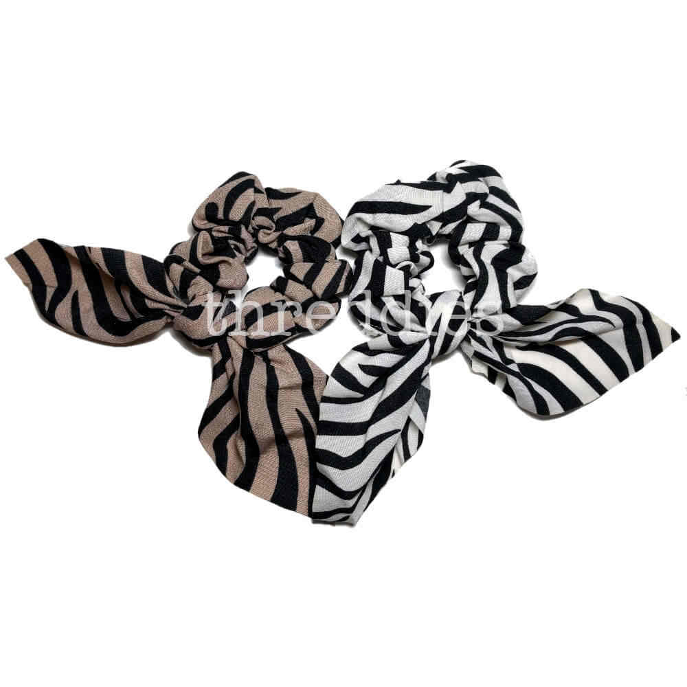 zebra stripe scrunchies with ties